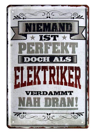Blechschild für Elektriker