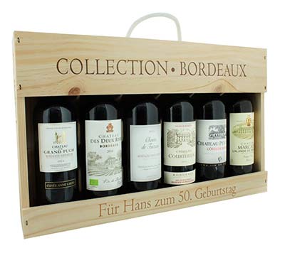 Bordeaux Weinbox mit Gravur