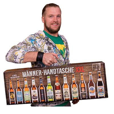 Männerhandtasche XXL mit 12 Bier-Sorten