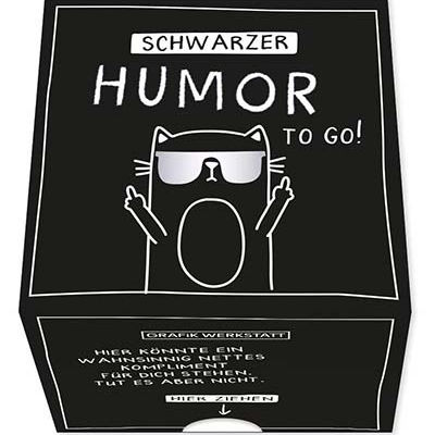 Geschenkbox Schwarzer Humor auf Kärtchen