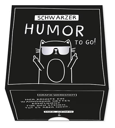 Geschenkbox Schwarzer Humor auf Kärtchen - Wichtelgeschenke für Kollegen unter 5 Euro