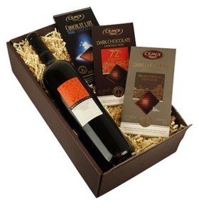 Geschenkbox Rotwein mit Schokolade