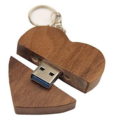 Holz-USB-Stick in Herzform