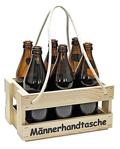 Bierträger aus Holz mit Motivauswahl für 6 Flaschen Flaschenöffner Herrenabend 