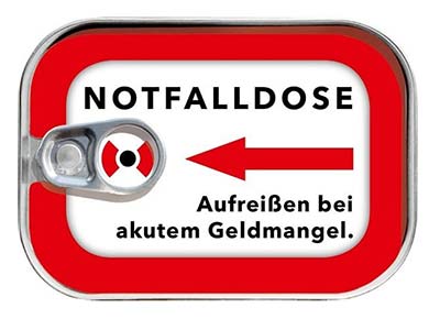 Geldgeschenk Notfalldose bei akutem Geldmangel