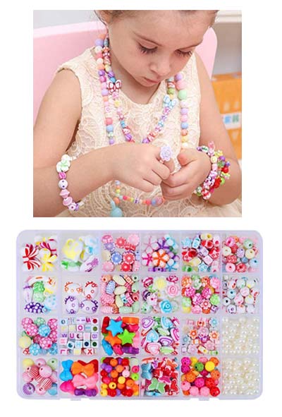 Perlen-Fädel-Set für selbstgemachten Schmuck - Geschenke für 3-jährige Mädchen