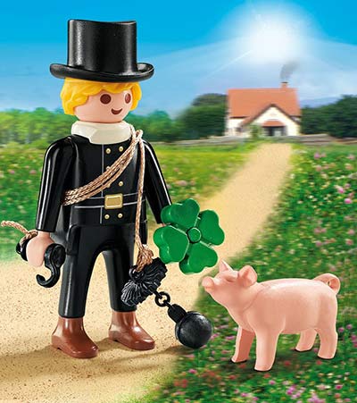 Playmobil Schornsteinfeger mit Glücksschwein und Kleeblatt