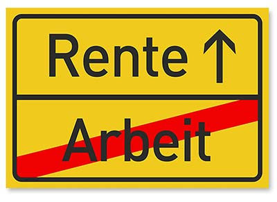 Schild zur Rente