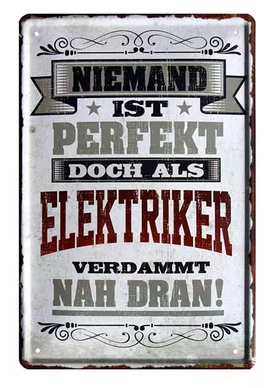 Blechschild für Elektriker