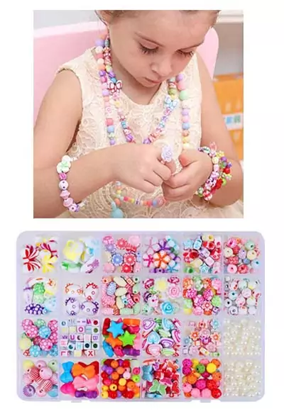 Perlen-Fädel-Set für selbstgemachten Schmuck - Geschenke für 3-jährige Mädchen