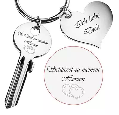 Schlüsselanhäger Herz mit Gravur